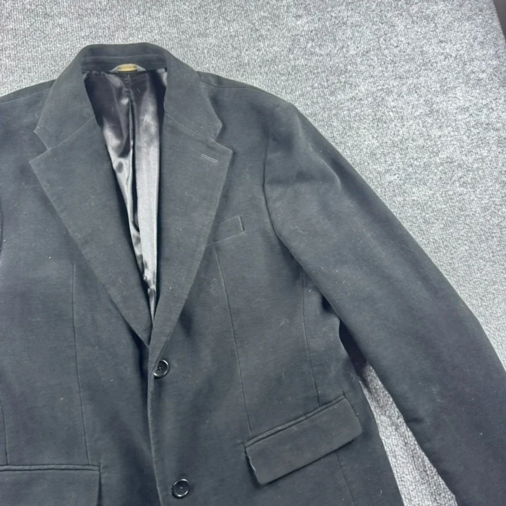 Banana Republic Blazer Men 42R Black Suede Sport Coat Jacket Suit Cotton Career